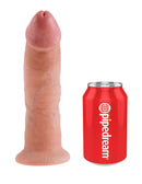 King Cock 9-Inch Realistic Dildo and Pipedream Can for Scale Comparison