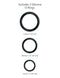Three silicone O-rings in varying sizes for strap-on harness - includes large (2 inches), medium (1.6 inches), and small (1.2 inches).