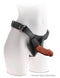 Brown King Cock Triple Density 6-inch dildo in black harness on mannequin, harness sold separately.