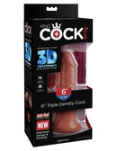 King Cock Plus 6 inches Triple Density Brown Dildo in packaging showcasing Fanta Flesh material and lifelike design.
