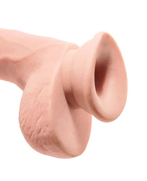 King Cock Triple Density 9 inches Dildo with Balls and Suction Cup in Beige - Realistic Texture and Life-like Feel.