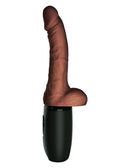 King Cock Plus 7.5 Inch Thrusting Brown Dildo with Balls Warming Vibrating USB Rechargeable