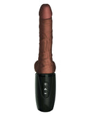 King Cock Plus 7.5 Inch Thrusting Cock with Balls Brown Dildo with vibrating, warming, and USB rechargeable features