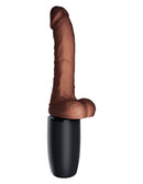 King Cock Plus 7.5 Inch Brown Thrusting Dildo with Balls, USB Rechargeable, Warming and Vibrating Features