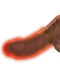 King Cock Plus 7.5 Inch Thrusting Cock with Balls in Brown, showcasing internal warming feature and realistic design.