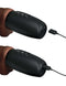 King Cock Plus 7.5 Inch Brown Dildo showing USB rechargeable feature with black charging cable plugged in and unplugged