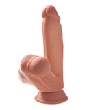 King Cock Plus 7 inches Triple Density Cock with Swinging Balls Tan made of Fanta Flesh material stiff inside and soft outside