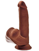 King Cock Triple Density Plus 8 Inches Dildo with Swinging Balls in Medium Skin Tone Brown