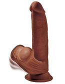 King Cock Triple Density Plus 8 Inches Dildo with Swinging Balls in Medium Skin Tone Brown.
