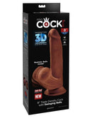 King Cock Triple Density Plus 8 Inches Dildo with Swinging Balls Medium Skin Tone Brown Packaging