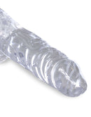 King Cock Clear 4 inches realistic dildo with balls from Pipedream Products, translucent and life-like design for a fulfilling experience.