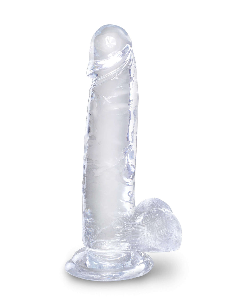 King Cock Clear 7-inch realistic dildo with balls and flexible design from Pipedream Products, virtually odorless and easy to clean.
