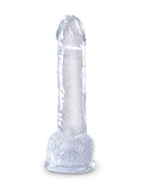 King Cock Clear 7-inch realistic dildo with balls, translucent and flexible design for heightened pleasure from Pipedream Products.