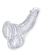 Crystal clear 7.5-inch realistic dildo with balls featuring lifelike texture and pure, odorless material.