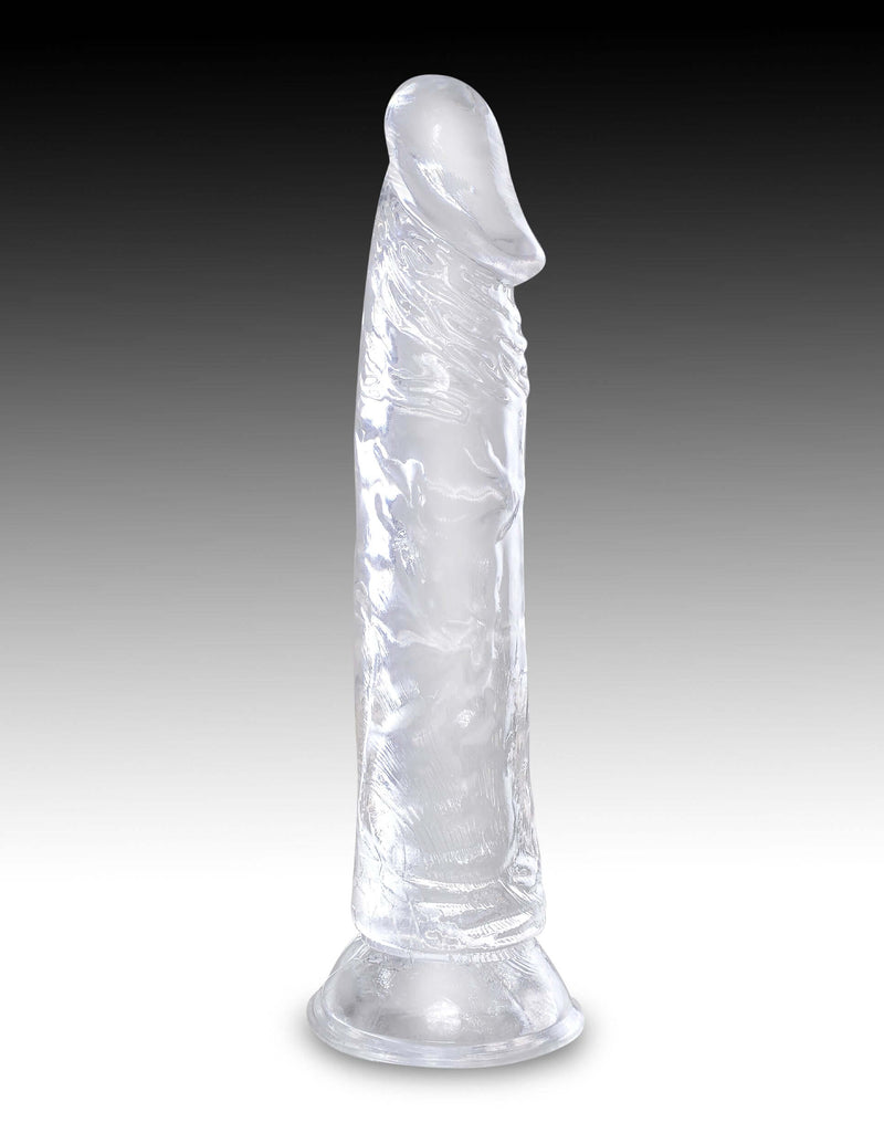 Transparent King Cock Clear 8-Inch Realistic Dildo with suction cup base and lifelike design