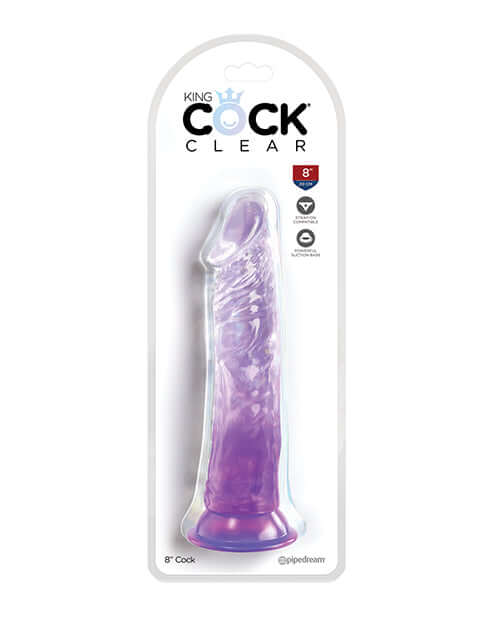 King Cock Clear Dildo 8 Inches Purple in Packaging from Pipedream Products