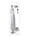 King Cock Clear 11 inches Dildo with Balls in packaging showing translucent design and realistic detailing