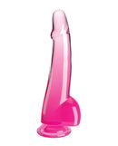 King Cock Clear Cock in Pink, 10-inch, with Balls by Pipedream Products, lifelike translucent dildo.