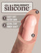 Cross-section of King Cock Elite Dildo showcasing dual density silicone, highlighting silky soft outer skin and ultra stiff inner shaft.