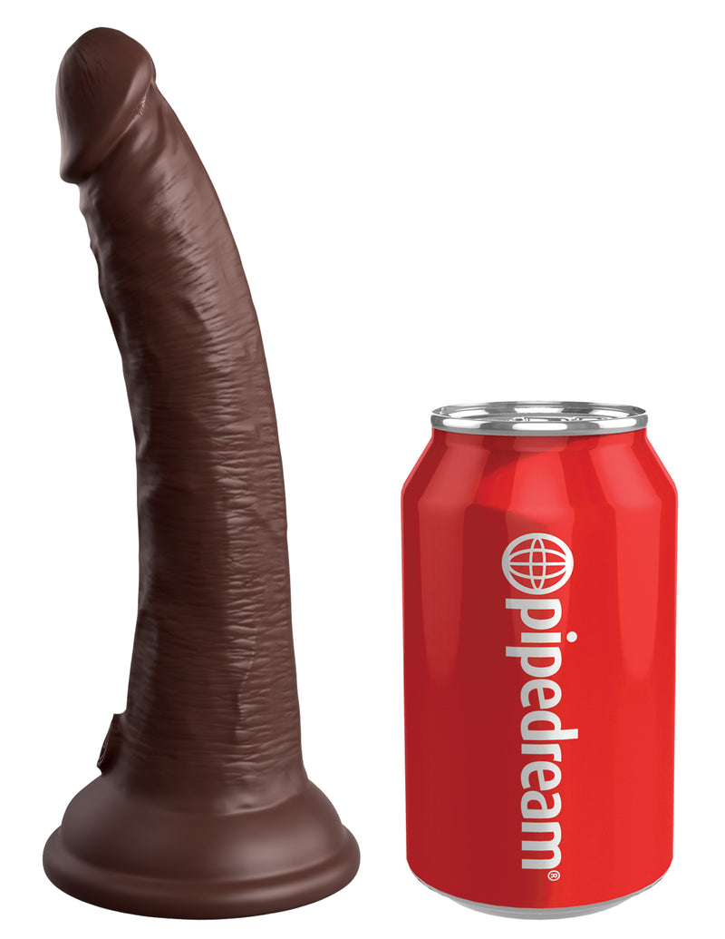 Pipedream Products King Cock Elite 7 inches Vibrating Dual Density Dildo Brown Skin Tone at $119.99