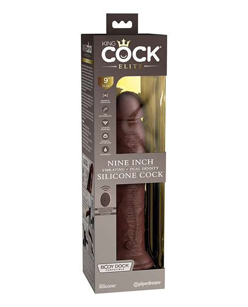 Pipedream Products King Cock Elite 9 inches Vibrating Dual Density Dildo Brown Skin Tone at $139.99