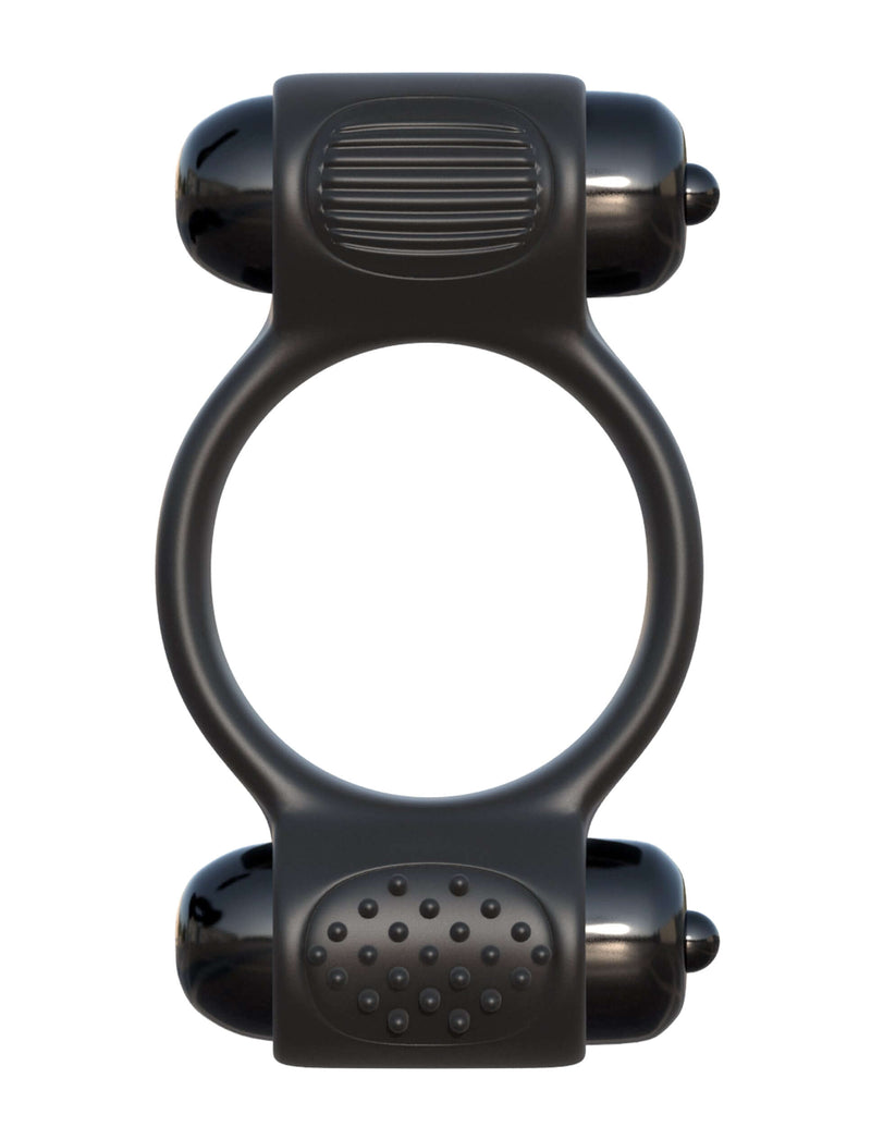 Fantasy C-Ringz Magic Touch Couples Ring in black with dual vibrating bullets and textured surfaces for enhanced satisfaction