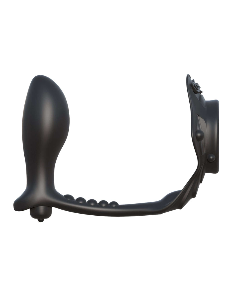 Fantasy C-Ringz Rock Hard Ass Gasm black silicone ring with prostate stimulator.
