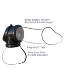 Fantasy C-Ringz Rock Hard Cock Pipe with labeled features for bigger, thicker erections and ball tightening for enhanced performance.