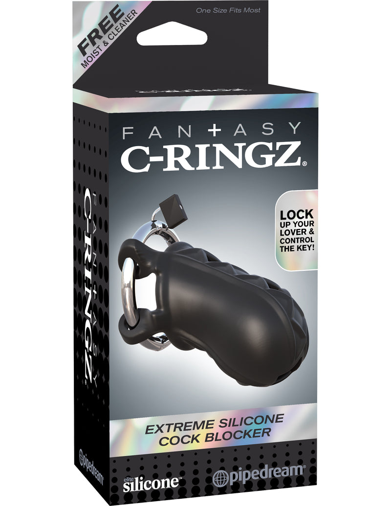 Pipedream Products Fantasy C-Ringz Extreme Silicone Cock Blocker Black Male Chasity at $39.99