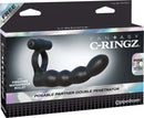 Fantasy C-Ringz Posable Partner Double Penetrator Black with vibrating waterproof bullet packaging.