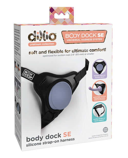 Dillio Platinum Body Dock SE Universal Harness System in packaging, optimized for suction cups up to 2.6 inches for ultimate comfort.