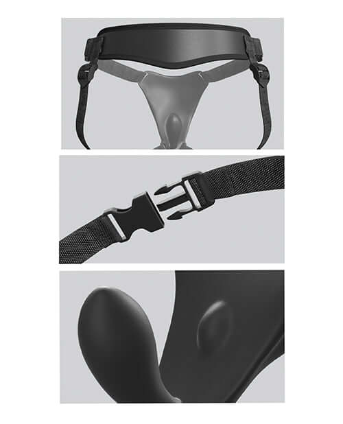 Body Dock G-Spot Pro Strap-On Harness with adjustable straps, strong buckle, and suction cup design for versatile pleasure and comfort.