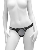 Body Dock Elite Mini Strap-On Harness with powerful suction design displayed on mannequin.