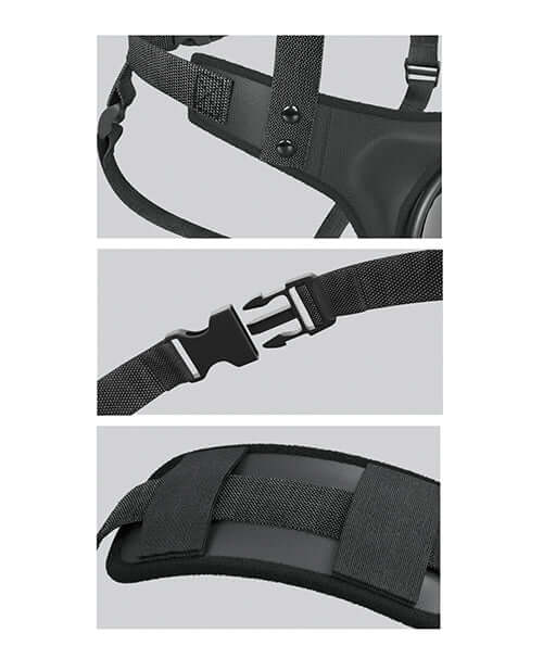 Close-up of Body Dock Strap-On Suspenders showcasing padded harness, durable buckle, and strong straps for comfortable strap-on play