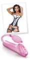 Pipedream Extreme Toyz Super Cyber Snatch Pump with woman in lingerie in the background