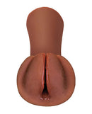 PDX Extreme Wet Pussies Slippery Slit Stroker in Dark Skin Brown for self-lubricating realistic pleasure