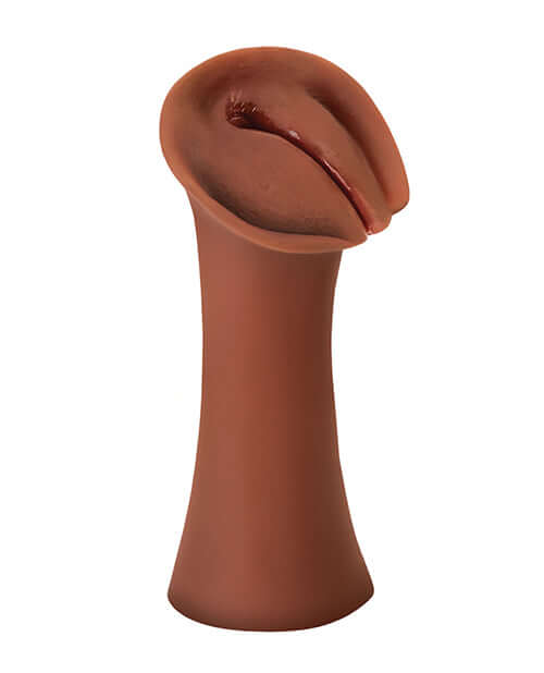 PDX Extreme Wet Pussies Slippery Slit Stroker in Dark Skin Brown, self-lubricating stroker for realistic solo pleasure