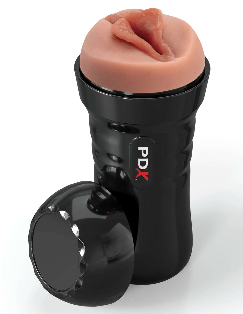 PDX Extreme Wet Pussies Super Luscious Lips Brown Stroker by Pipedream Products with self-lubricating feature and realistic details.