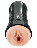 PDX Extreme Wet Pussies Super Juicy Snatch - Light Beige self-lubricating stroker with black exterior designed for ultimate pleasure.