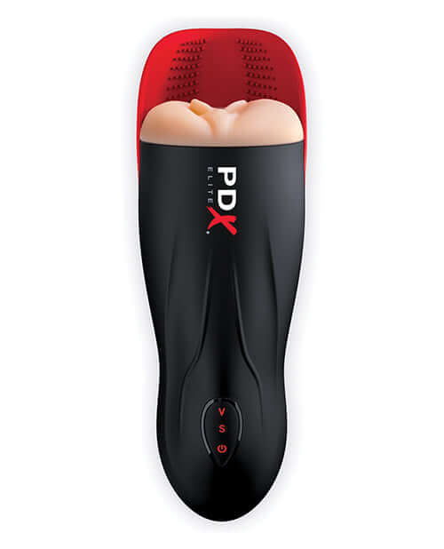 PDX Elite Fuck-O-Matic Realistic Stroker Masturbator with powerful suction action for an ultimate hands-free experience.