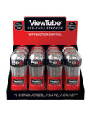 PDX Elite ViewTube See-Thru Stroker Display 12 Count with transparent sleeves, enhanced visual stimulation, and suction control from Pipedream Products.