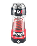 PDX Elite ViewTube2 See-Thru Stroker for visual stimulation with transparent sleeve and spiral compression packaging.