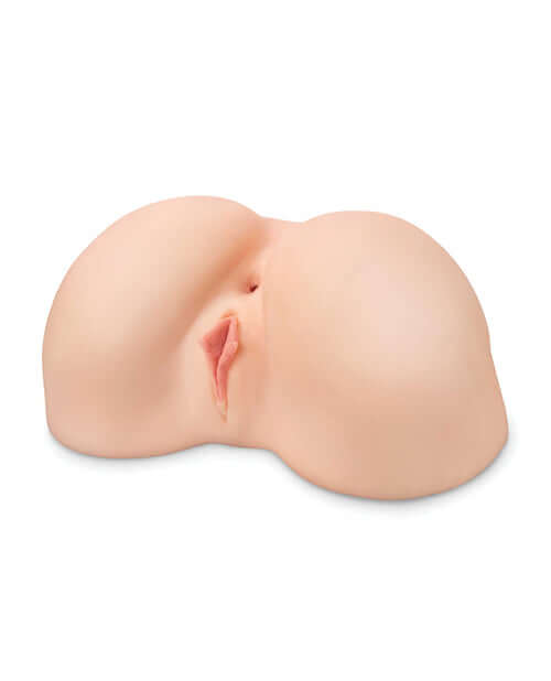 PDX Plus Perfect 10 Booty Masturbator with soft, realistic Fanta Flesh light skin tone and two tight pleasure nub-lined holes.