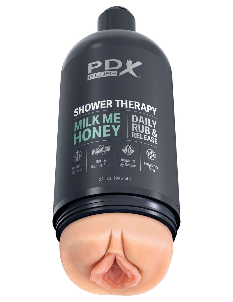 PDX Plus Discreet Stroker in Light Shade resembling a shampoo bottle for utmost privacy during self-care.