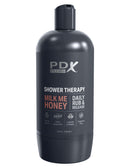 PDX Plus Discreet Stroker Shower Therapy Milk Me Honey Daily Rub and Release in black bottle