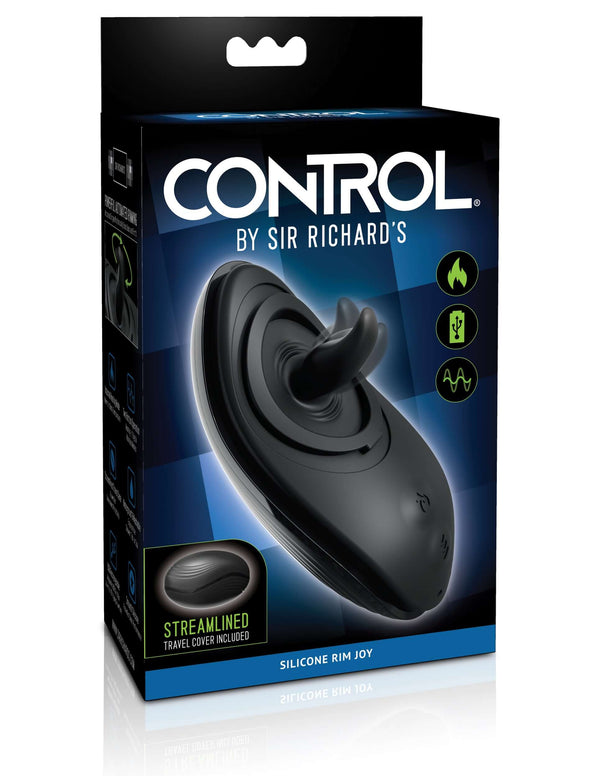 Control by Sir Richard's Silicone Rim Joy in black packaging with streamlined design for enhanced rimming pleasure.