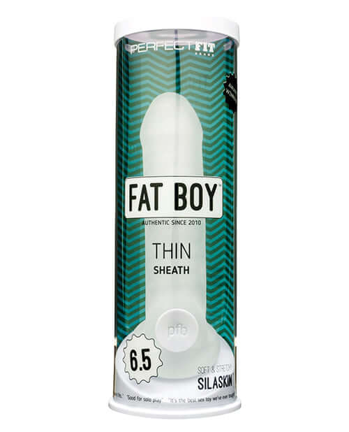 Fat Boy Thin 6.5 Inches Penis Sheath in Silaskin packaging from Perfect Fit Brands