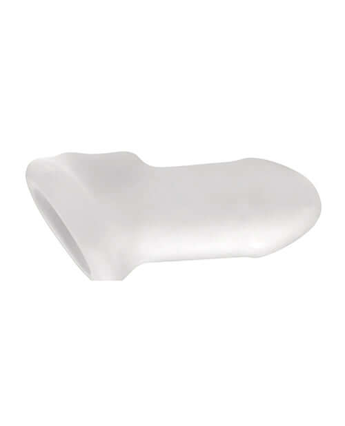 Perfect Fit Brand Fat Boy 4.0 penis sheath for girth enhancement and intense pleasure in translucent design.