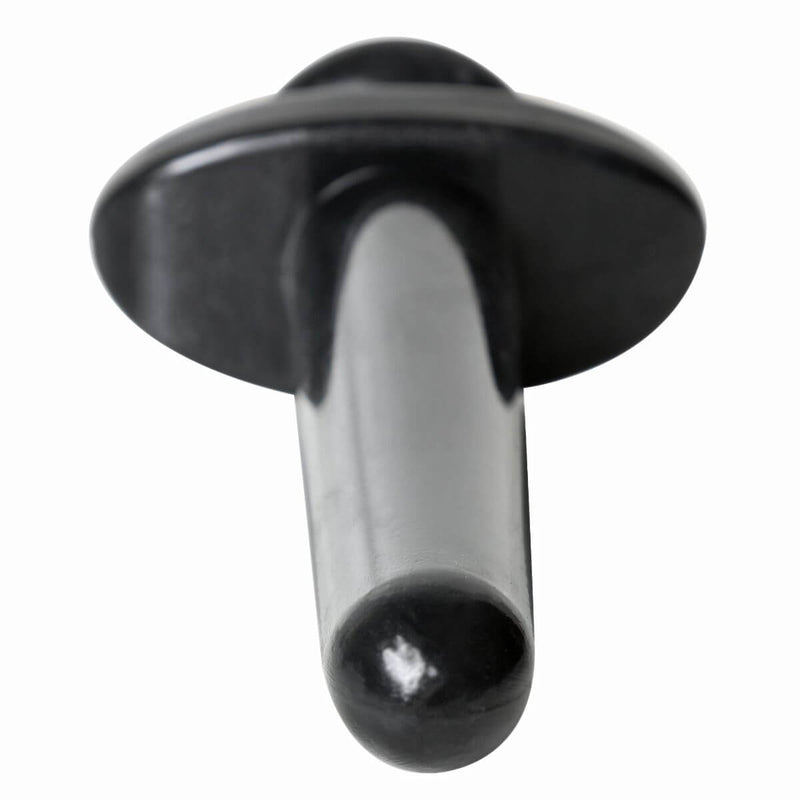Perfect Fit The Boner Black Dildo with Suction Cup, 8" insertable length, sleek design for hands-free play on any flat surface