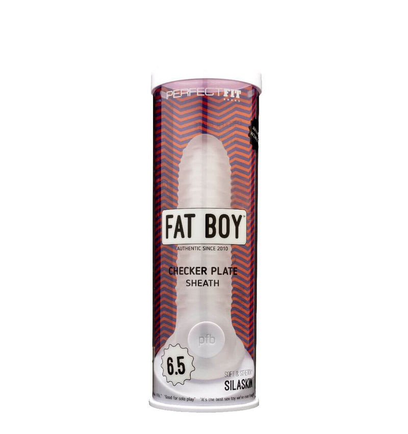Perfect Fit Fat Boy Checker Box Sheath 6.5 inches Silaskin in packaging with checker plate design.